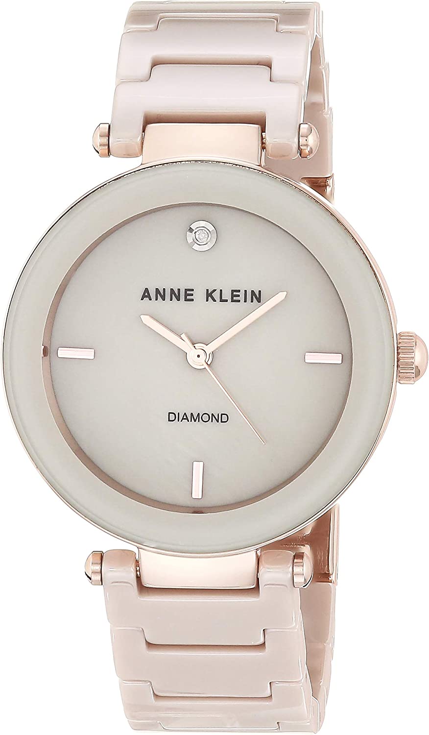 230816063456392_1 Anne Klein Women's Genuine Diamond Dial Ceramic Bracelet Watch - Image 1